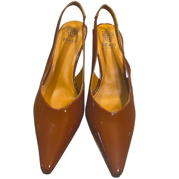 Beast Fashion Trinie Pointed Toe Heels Size 8.5 Camel Slingback Pumps - Picture 3 of 9